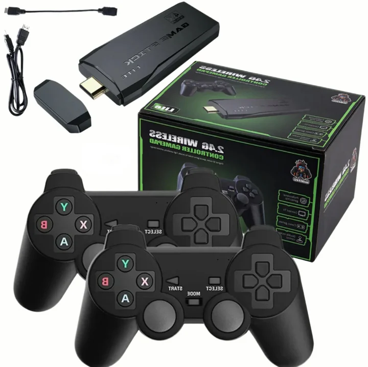 HDMI 4K TV Game Stick Console – 64GB Retro Spelcomputer met 20.000 Games & 2 Draadloze Controllers