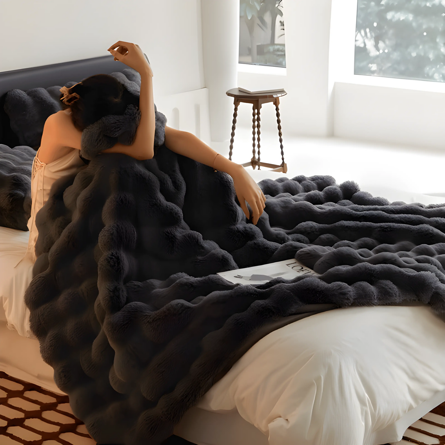 Luxe Fleece Deken - Zacht en Elegant Fluff Bubble Deken voor Comfort en Warmte, Verkrijgbaar in Diverse Kleuren