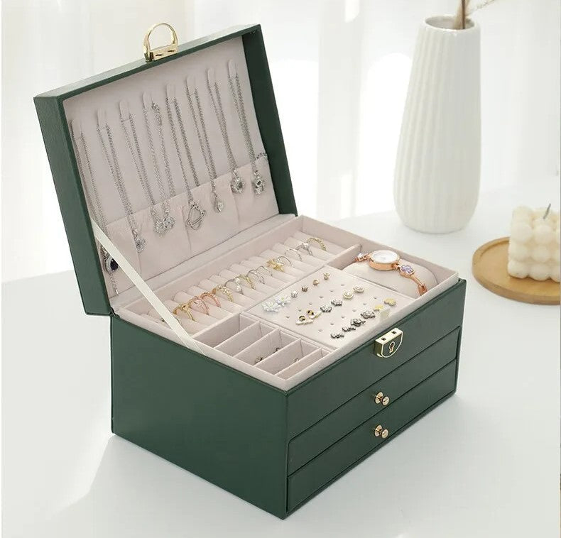 Luxe Leren Sieradendoos – Ruime en Elegante Opbergoplossing