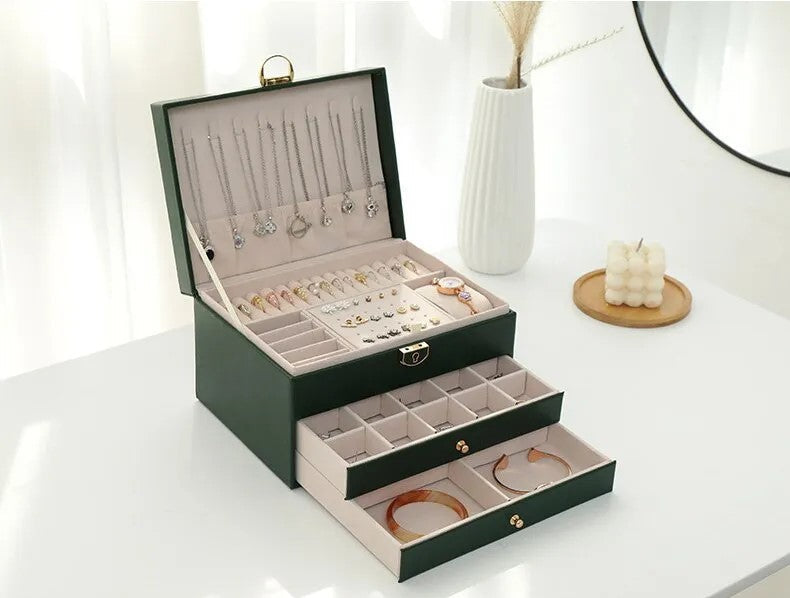 Luxe Leren Sieradendoos – Ruime en Elegante Opbergoplossing