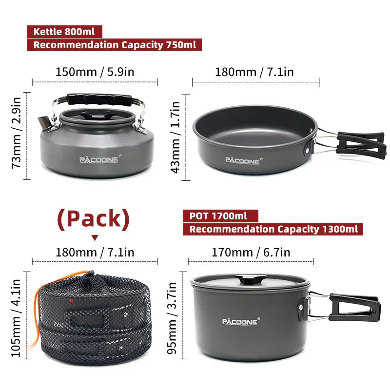 Draagbare Camping Kookset – Lichtgewicht & Compacte Kookuitrusting voor Outdoor Avonturen