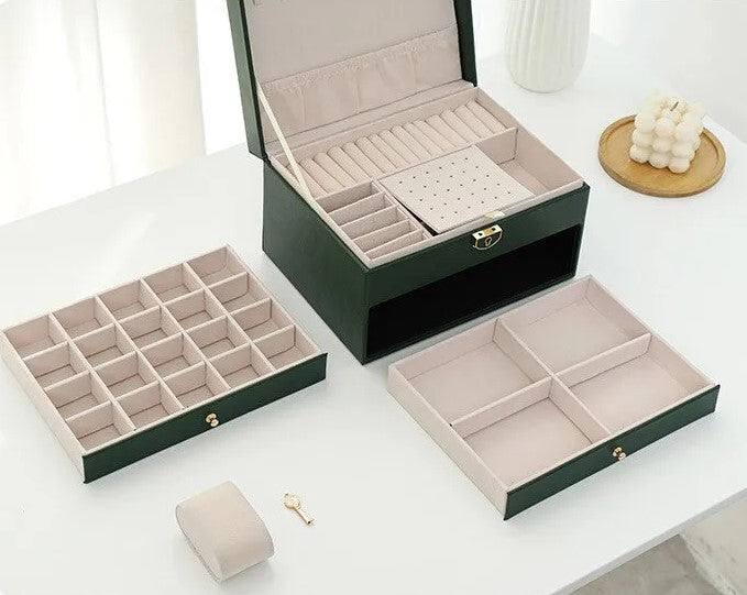 Luxe Leren Sieradendoos – Ruime en Elegante Opbergoplossing