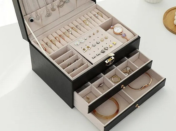 Luxe Leren Sieradendoos – Ruime en Elegante Opbergoplossing
