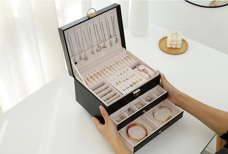 Luxe Leren Sieradendoos – Ruime en Elegante Opbergoplossing
