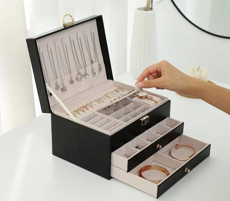 Luxe Leren Sieradendoos – Ruime en Elegante Opbergoplossing
