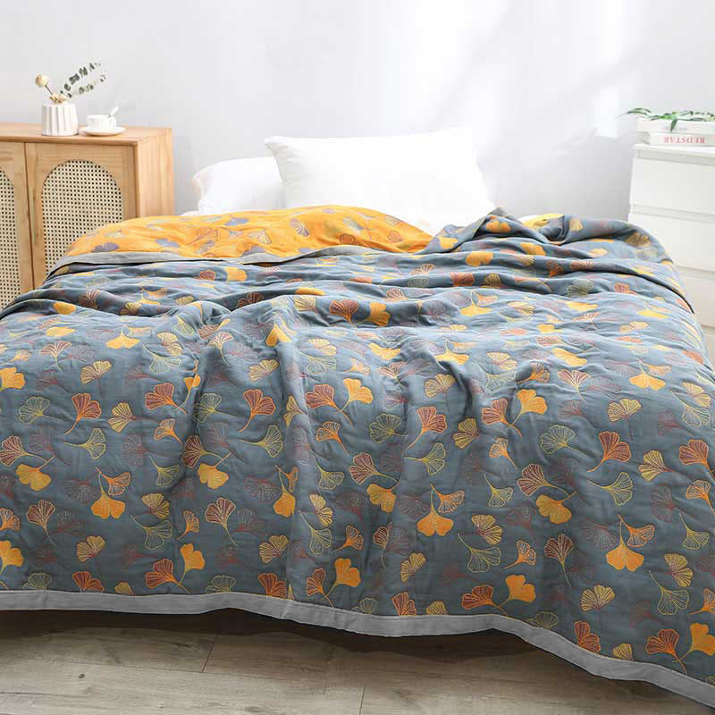 Omkeerbaar Katoenen Dekbedovertrek 140x200 cm met Bladmotief – Stijlvol en Comfortabel voor je Slaapkamer