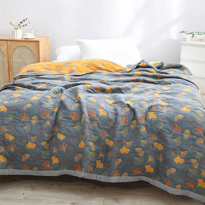Omkeerbaar Katoenen Dekbedovertrek 140x200 cm met Bladmotief – Stijlvol en Comfortabel voor je Slaapkamer