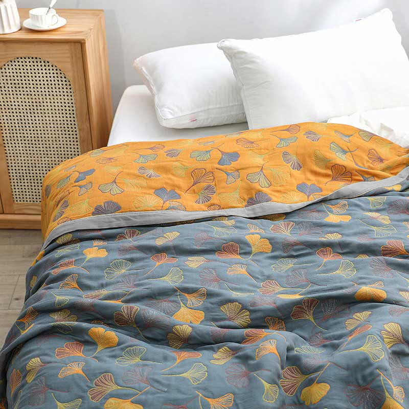 Omkeerbaar Katoenen Dekbedovertrek 140x200 cm met Bladmotief – Stijlvol en Comfortabel voor je Slaapkamer