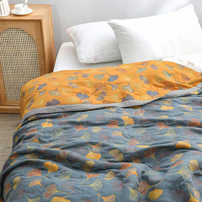 Omkeerbaar Katoenen Dekbedovertrek 140x200 cm met Bladmotief – Stijlvol en Comfortabel voor je Slaapkamer