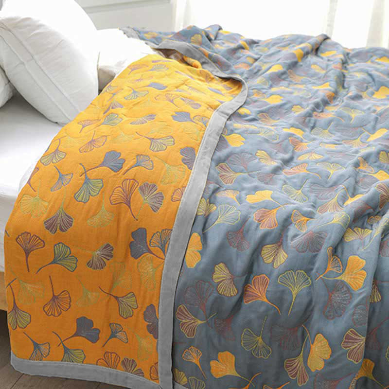 Omkeerbaar Katoenen Dekbedovertrek 140x200 cm met Bladmotief – Stijlvol en Comfortabel voor je Slaapkamer