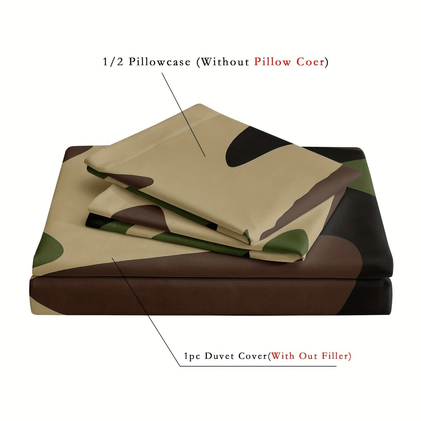 Camouflage Dekbedovertrek 200x200 – Zacht Ademend Beddengoed voor Stoere Slaapkamer met Kussenslopen