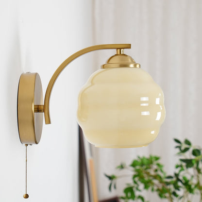Art Deco Wandlamp Goud - Elegante Muurlamp met Warm Wit Glas voor Vintage Interieur