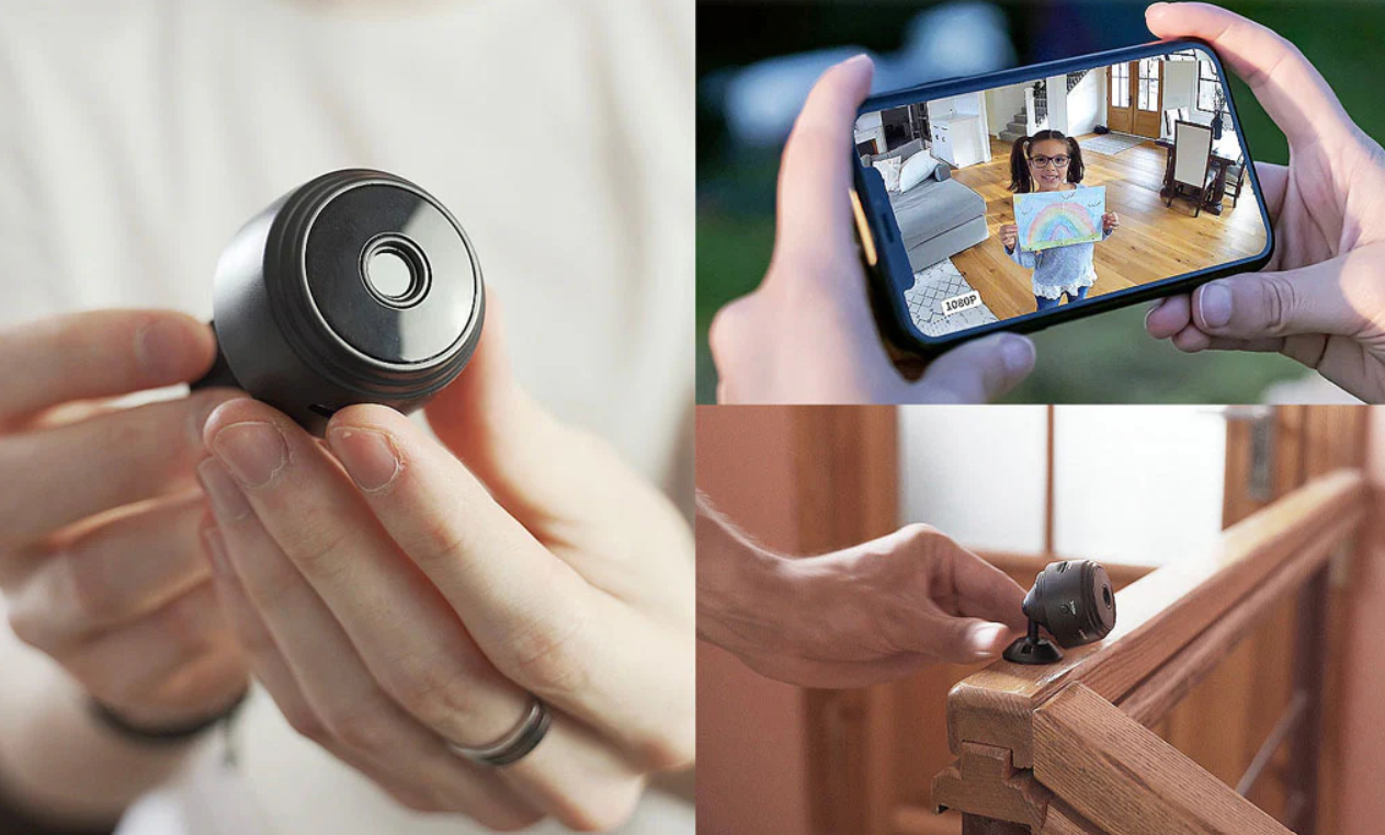 Mini WiFi 4K Beveiligingscamera – Waterdichte Zwarte Camera voor Binnen en Buiten