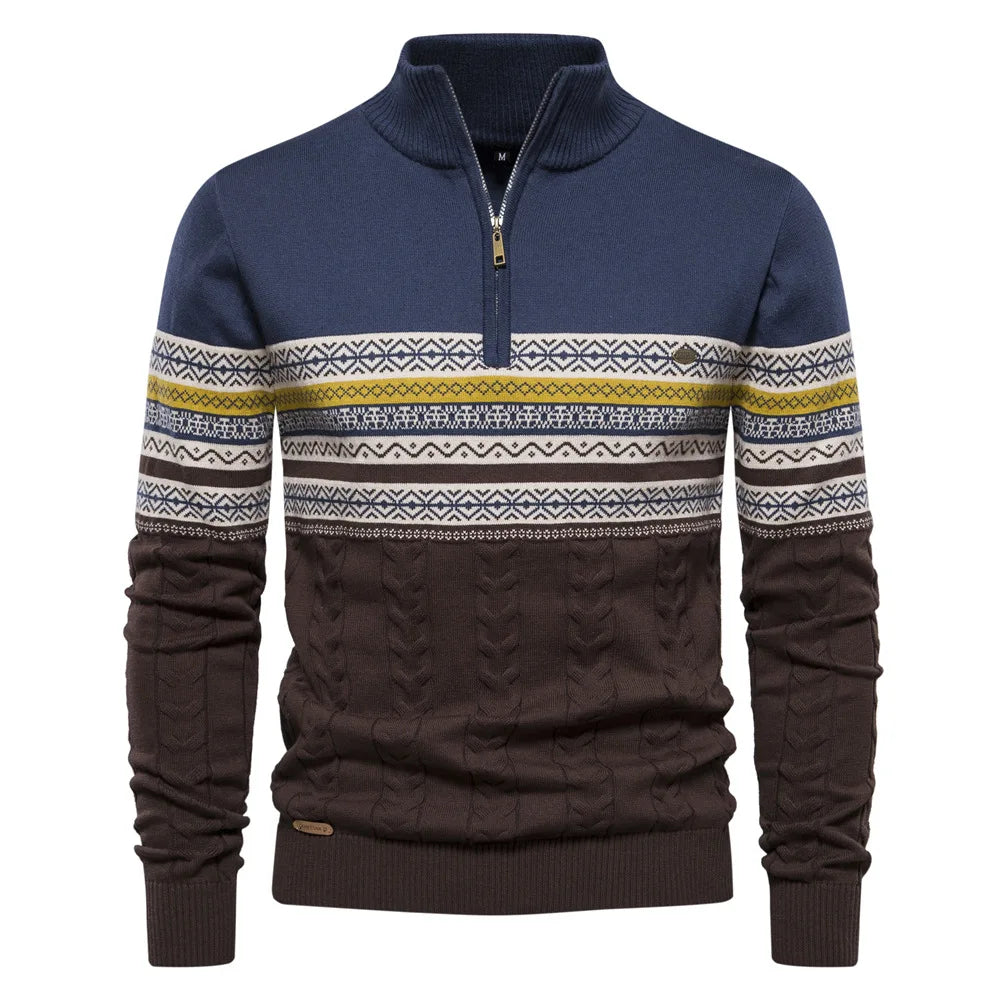Jasper Herentrui – Fair Isle Stijl met Halve Rits & Comfortabele Katoenmix