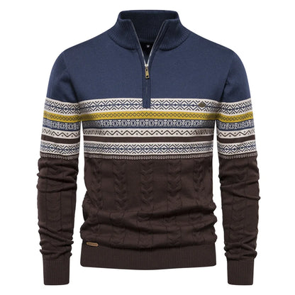 Jasper Herentrui – Fair Isle Stijl met Halve Rits & Comfortabele Katoenmix