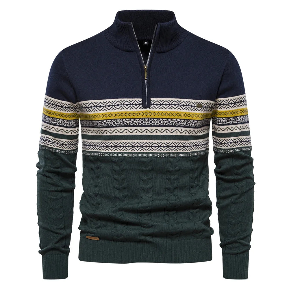 Jasper Herentrui – Fair Isle Stijl met Halve Rits & Comfortabele Katoenmix