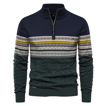 Jasper Herentrui – Fair Isle Stijl met Halve Rits & Comfortabele Katoenmix