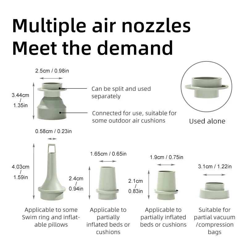 3-in-1 Elektrische Luchtpomp – Opblazen, Lucht Aftappen en Draagbaar Design