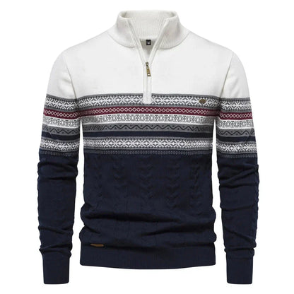 Jasper Herentrui – Fair Isle Stijl met Halve Rits & Comfortabele Katoenmix