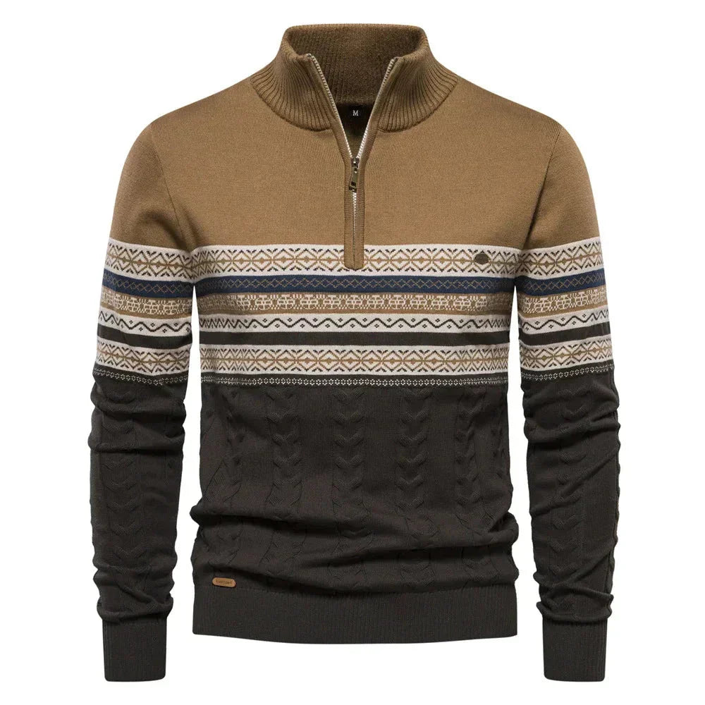 Jasper Herentrui – Fair Isle Stijl met Halve Rits & Comfortabele Katoenmix
