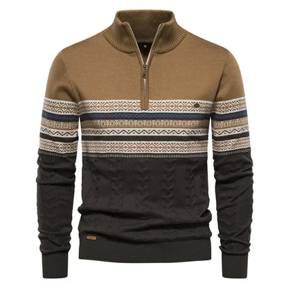 Jasper Herentrui – Fair Isle Stijl met Halve Rits & Comfortabele Katoenmix