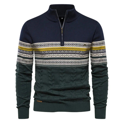 Jasper Herentrui – Fair Isle Stijl met Halve Rits & Comfortabele Katoenmix
