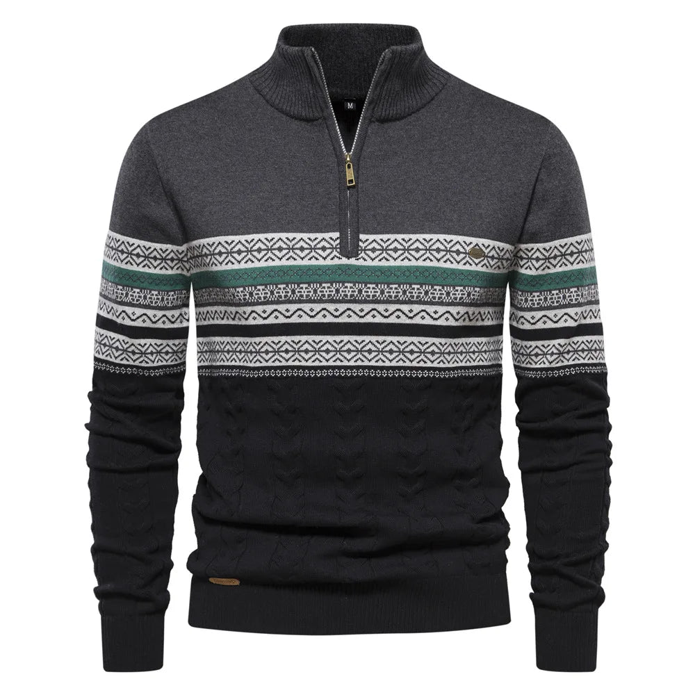 Jasper Herentrui – Fair Isle Stijl met Halve Rits & Comfortabele Katoenmix