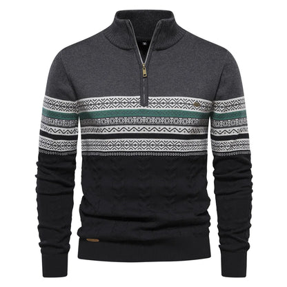 Jasper Herentrui – Fair Isle Stijl met Halve Rits & Comfortabele Katoenmix