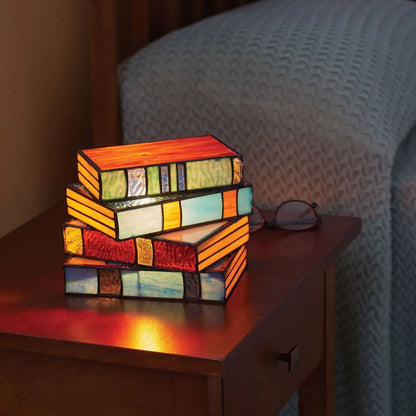 GlassNovel Boeklamp van Gekleurd Glas – Artistiek Design en Sfeervolle Verlichting