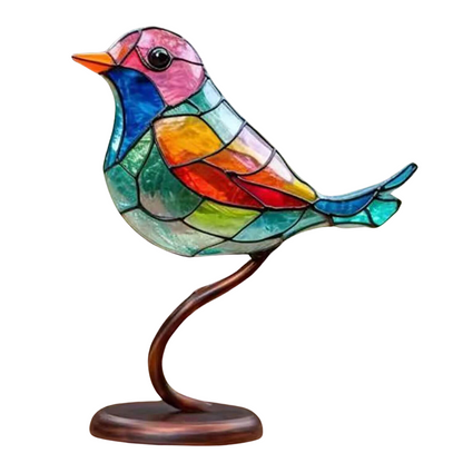 Kleurrijke Handgemaakte Vogels op Tak Bureau Decoratie - Natuurlijke Elegantie voor Woonkamer en Werkruimte