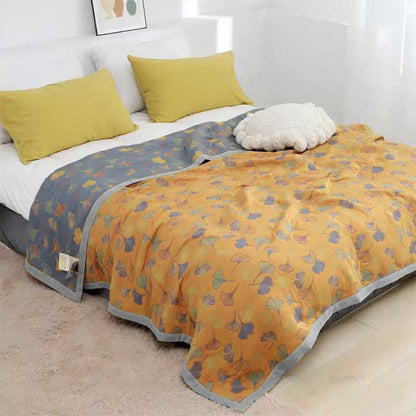 Omkeerbaar Katoenen Dekbedovertrek 140x200 cm met Bladmotief – Stijlvol en Comfortabel voor je Slaapkamer