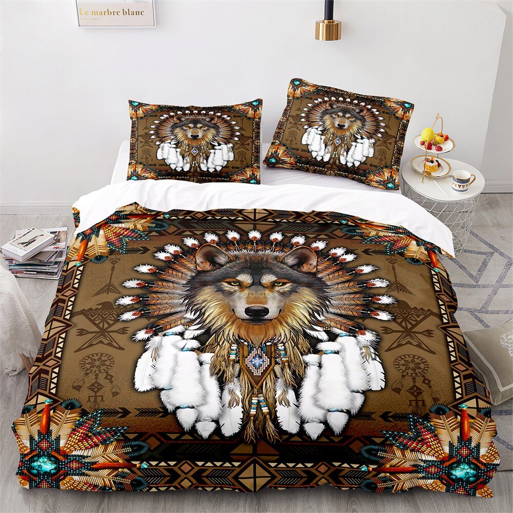 Kinder Dekbedovertrek Beschermende Wolf van 100% Katoen – Veilig en Comfortabel 140x200 cm met Kussensloop 60x70 cm