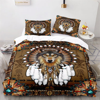 Kinder Dekbedovertrek Beschermende Wolf van 100% Katoen – Veilig en Comfortabel 140x200 cm met Kussensloop 60x70 cm