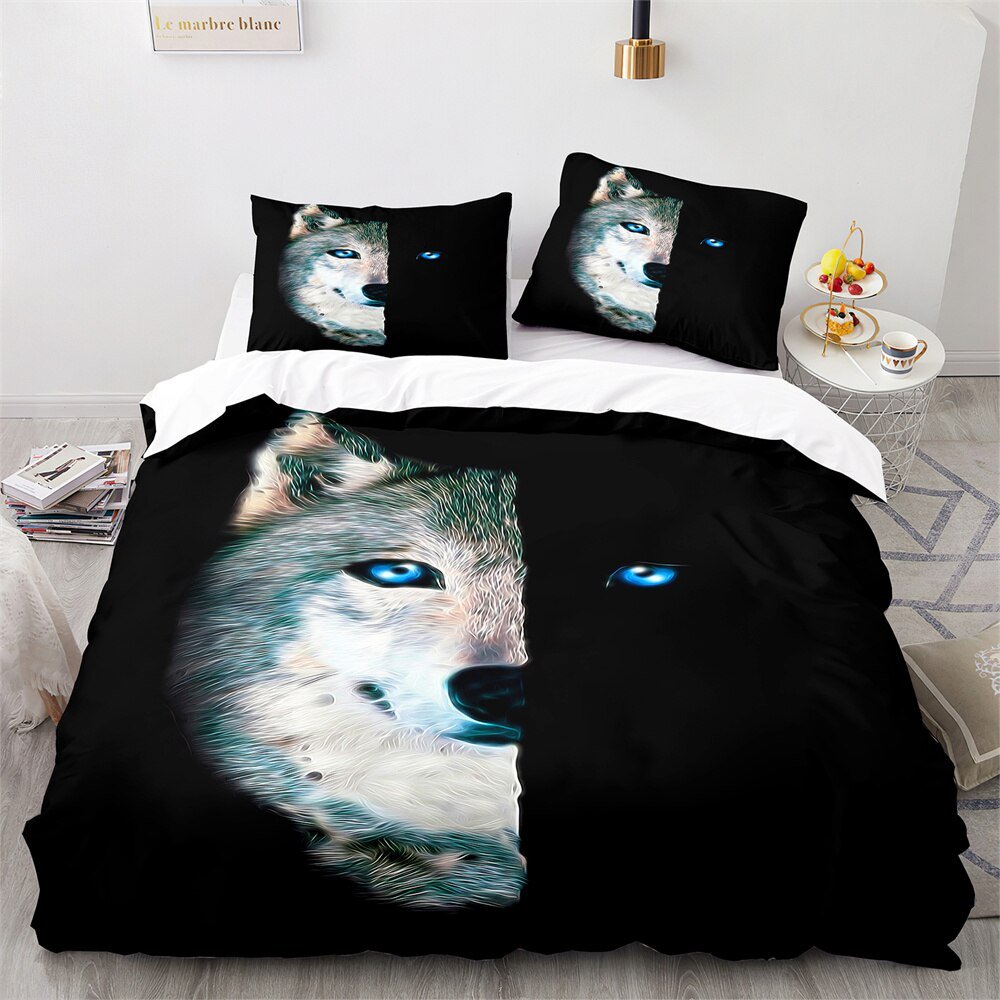 Kinder Dekbedovertrek Beschermende Wolf van 100% Katoen – Veilig en Comfortabel 140x200 cm met Kussensloop 60x70 cm