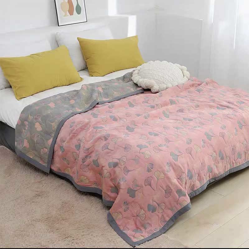 Omkeerbaar Katoenen Dekbedovertrek 140x200 cm met Bladmotief – Stijlvol en Comfortabel voor je Slaapkamer