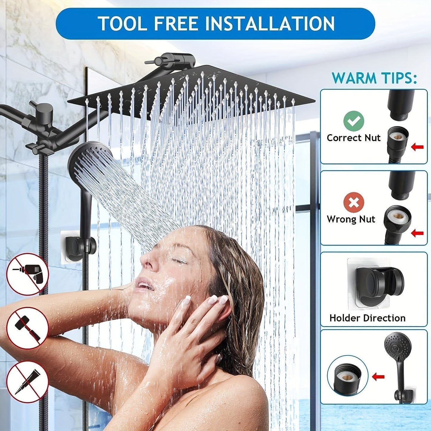 Dubbele Regendouche met Handdouche – Hoge Druk en Luxe Douche-ervaring