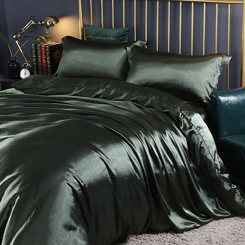 Luxe 4-delige Beddengoedset van Satin en Katoen – Ademend en Hypoallergeen, 150x200 cm, Zacht en Comfortabel