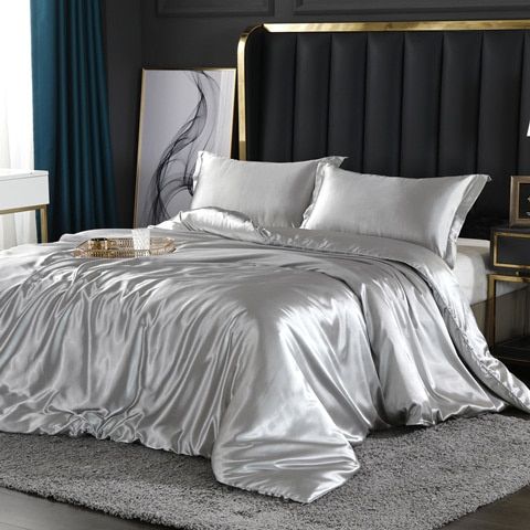Luxe 4-delige Beddengoedset van Satin en Katoen – Ademend en Hypoallergeen, 150x200 cm, Zacht en Comfortabel