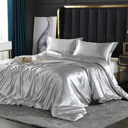 Luxe 4-delige Beddengoedset van Satin en Katoen – Ademend en Hypoallergeen, 150x200 cm, Zacht en Comfortabel