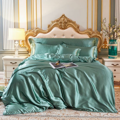 Luxe 4-delige Beddengoedset van Satin en Katoen – Ademend en Hypoallergeen, 150x200 cm, Zacht en Comfortabel