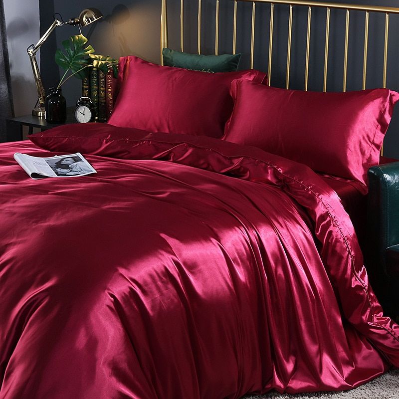 Luxe 4-delige Beddengoedset van Satin en Katoen – Ademend en Hypoallergeen, 150x200 cm, Zacht en Comfortabel