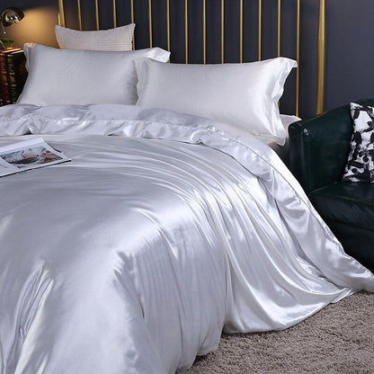 Luxe 4-delige Beddengoedset van Satin en Katoen – Ademend en Hypoallergeen, 150x200 cm, Zacht en Comfortabel