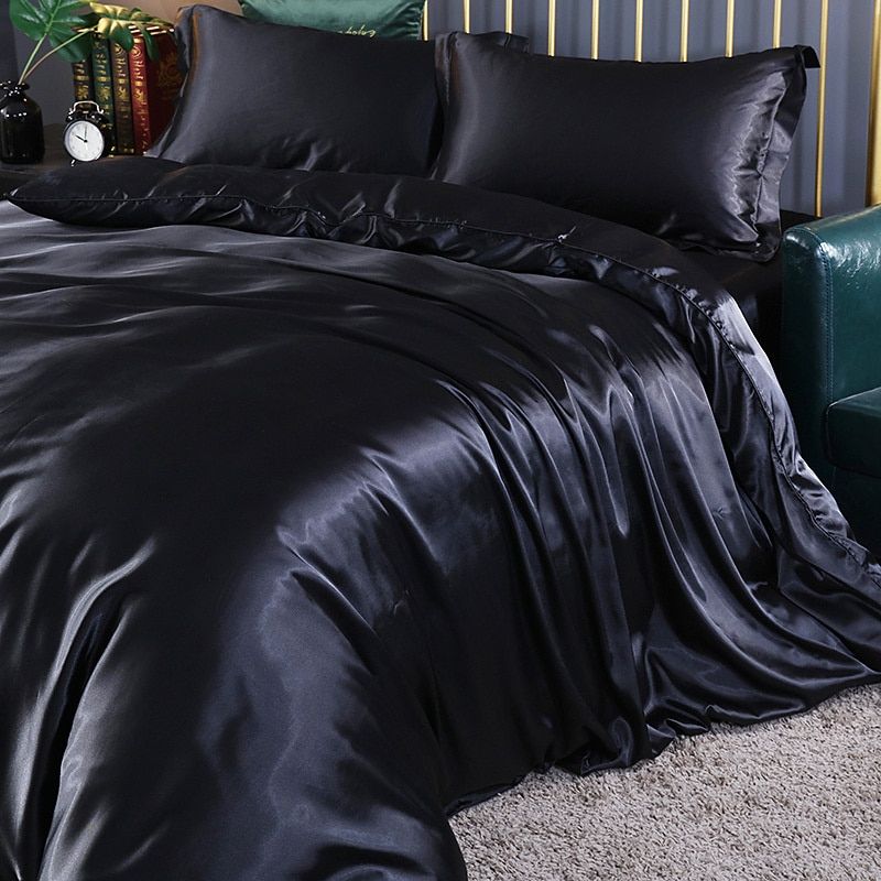 Luxe 4-delige Beddengoedset van Satin en Katoen – Ademend en Hypoallergeen, 150x200 cm, Zacht en Comfortabel