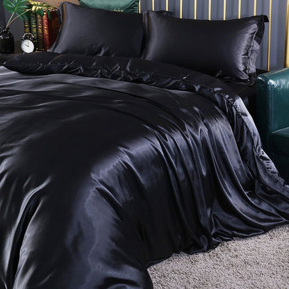 Luxe 4-delige Beddengoedset van Satin en Katoen – Ademend en Hypoallergeen, 150x200 cm, Zacht en Comfortabel
