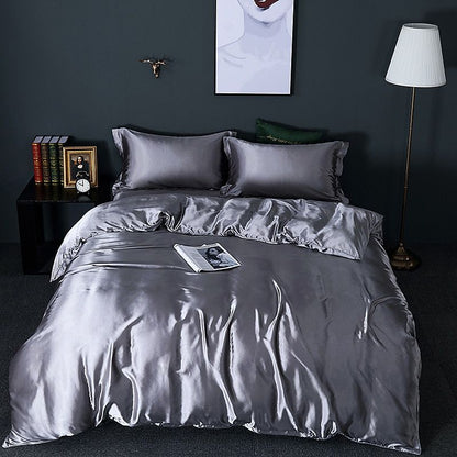 Luxe 4-delige Beddengoedset van Satin en Katoen – Ademend en Hypoallergeen, 150x200 cm, Zacht en Comfortabel