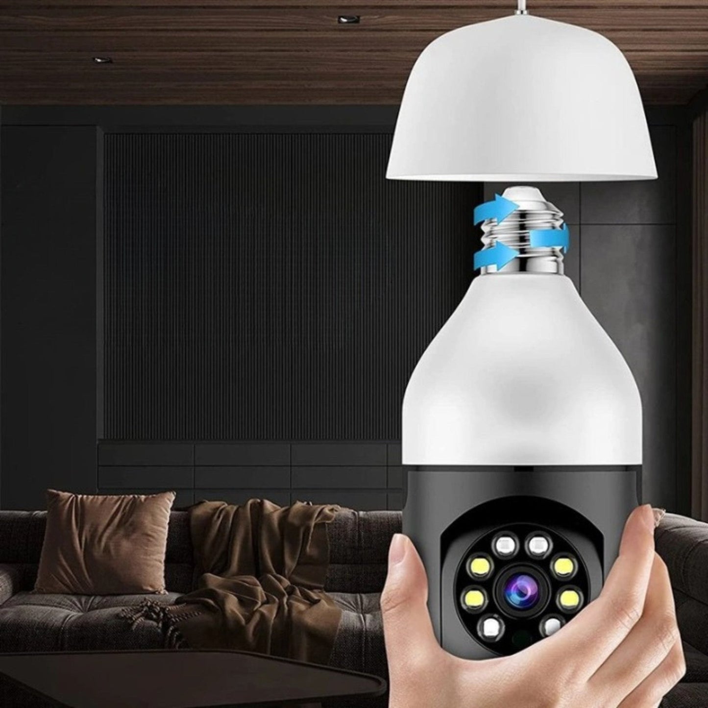 360° HomeGuard Lamp Camera – Slimme Panoramische Beveiliging met Bewegingsdetectie