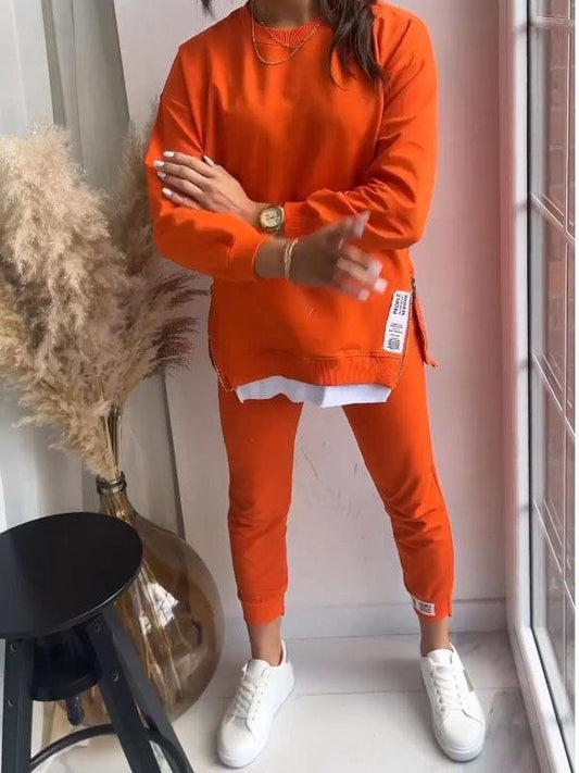 Dames Sweatshirt en Broek Set – Comfort en Elegantie in Zachte Stof