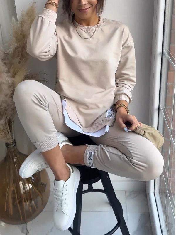 Dames Sweatshirt en Broek Set – Comfort en Elegantie in Zachte Stof