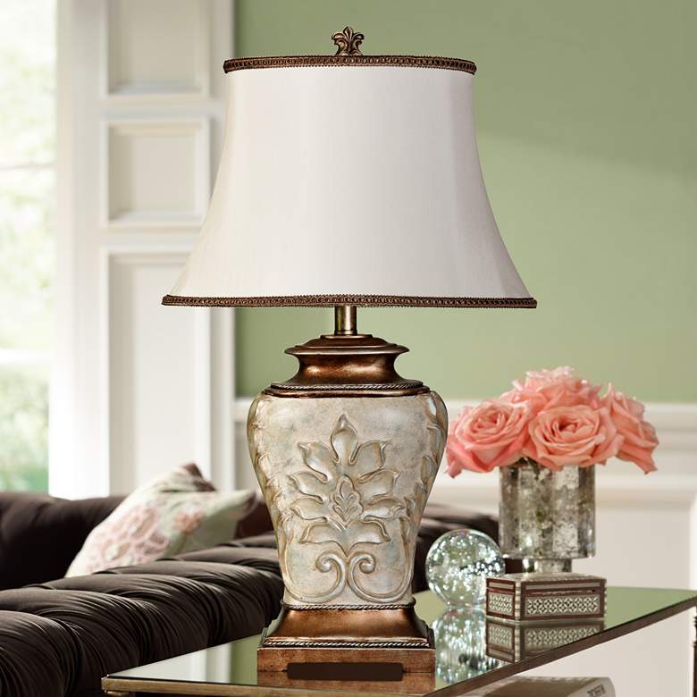Classic Table Lamp with White Shade & Elegant Base