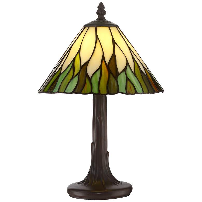 Art Glass Accent Lamp with Leaf Motif Shade